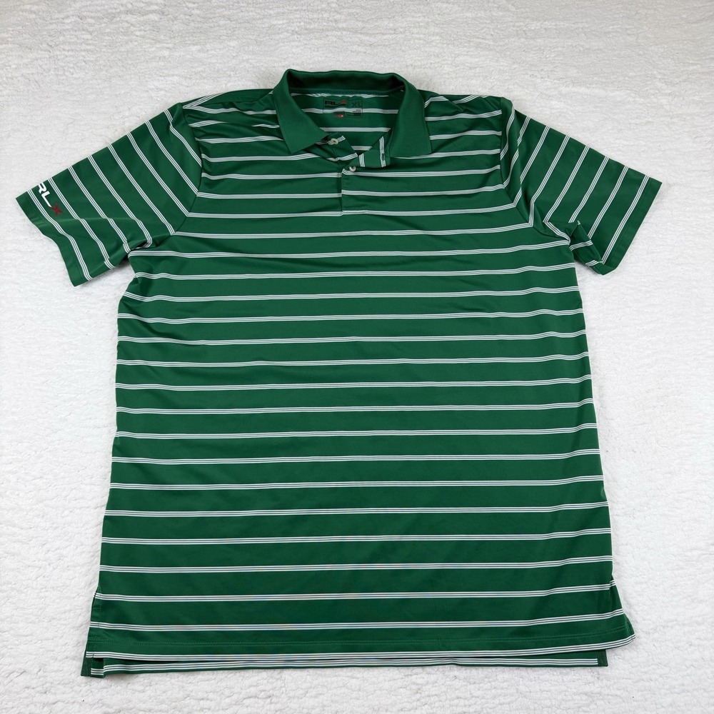 Men's Polo Ralph Lauren RLX Performance Golf Polo Shirt Size XL Green Striped